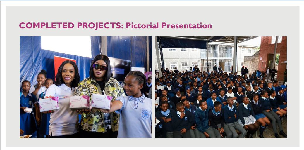 Completed Dignity projects: pad hand-outs at schools